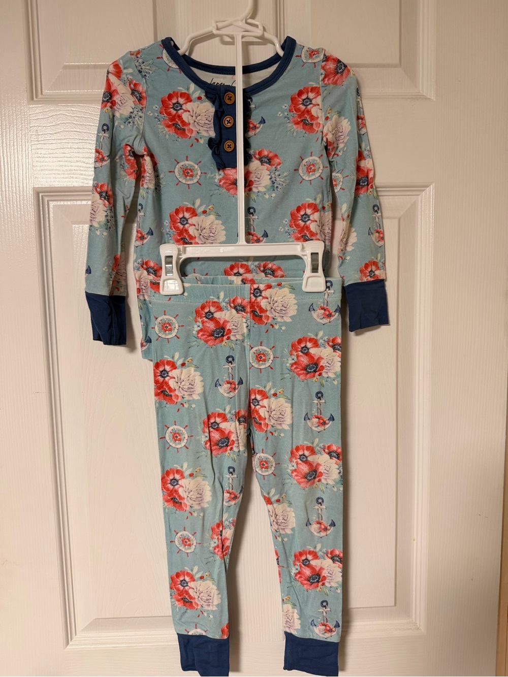 2 piece Floral Anchor Pajama Set - bamboo